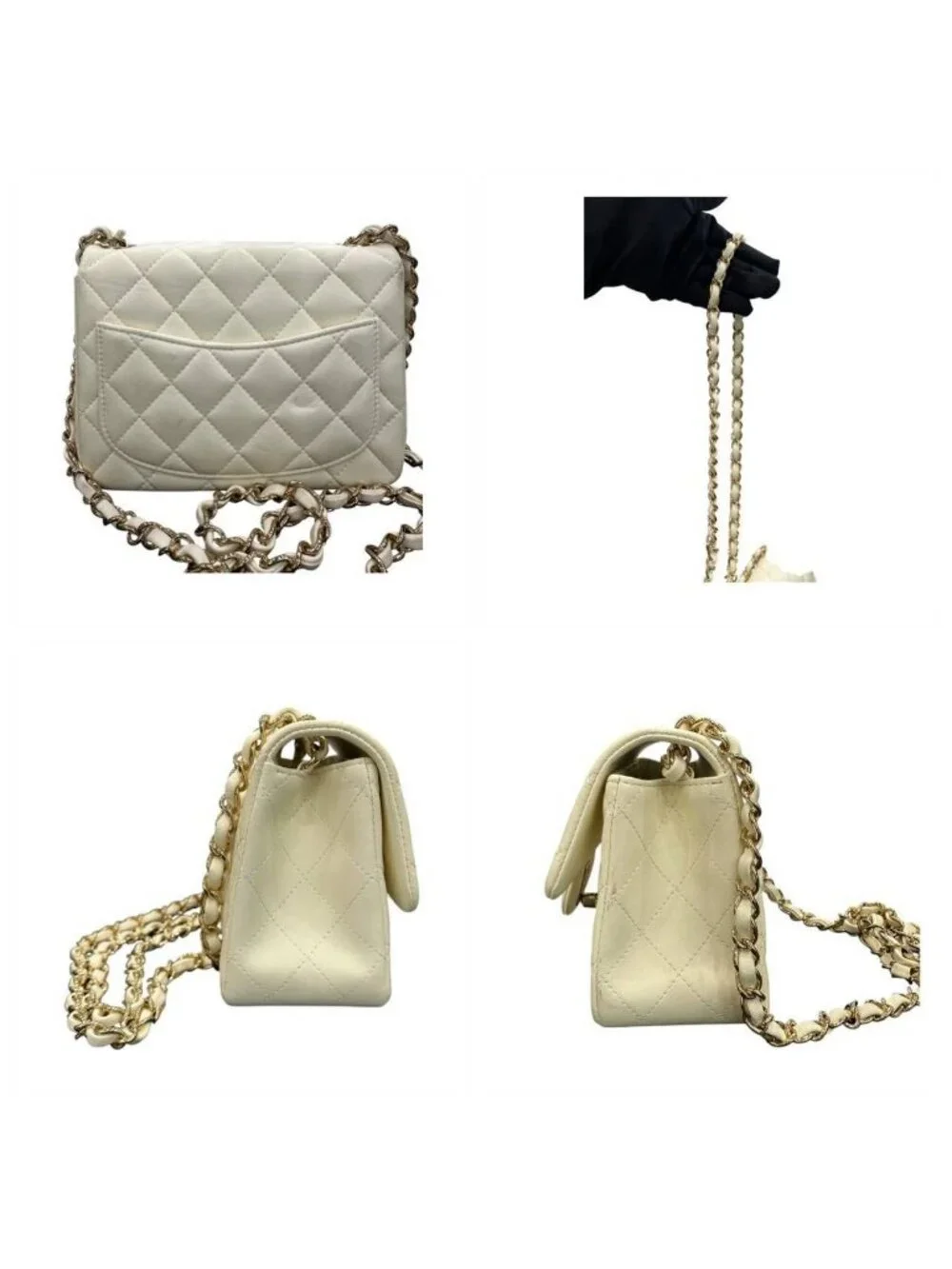 Chanel Quilted White Lambskin Shoulder Bag